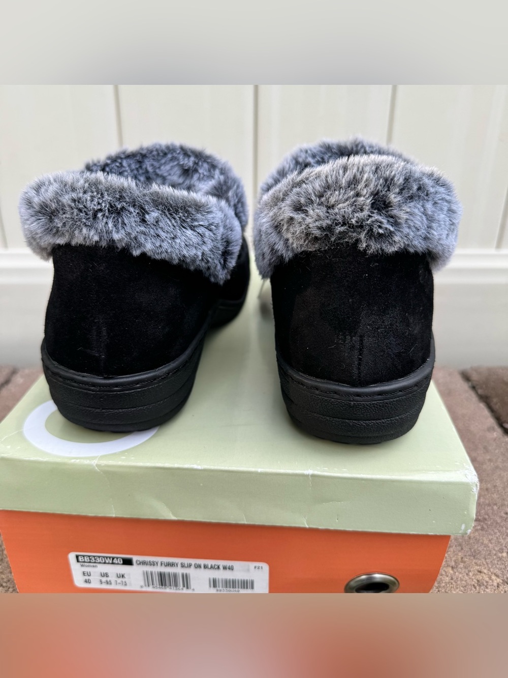 Aetrex Chrissy Furry Slip On Black - Brand New With Tags! - Picture 8 of 16